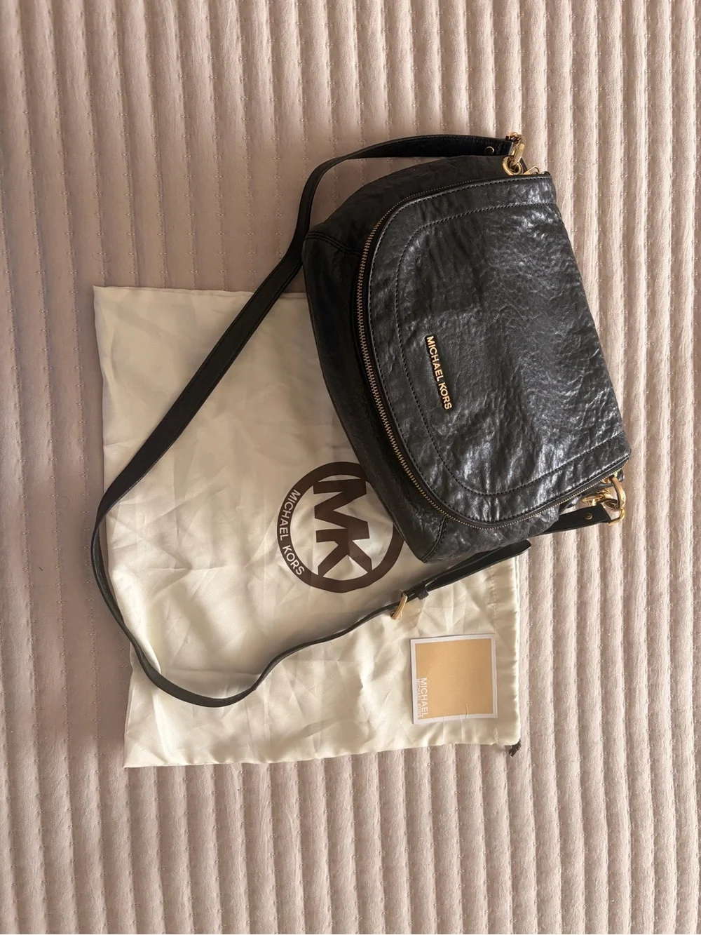 Michael Kors Stanthrope Lamb Leather convertible saddle bag